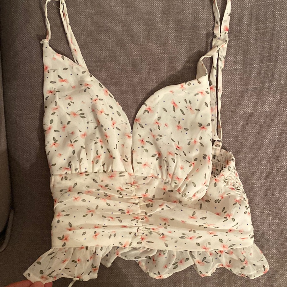 Princess Polly white floral crop top